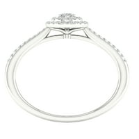 Империјал КТ ТДВ овален дијамантски двојно ореолски ангажман прстен во 10к бело злато
