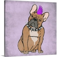GreatBigCanvas Rockin 'Frenchie by Marcus Prime Black Peach 12 in. W 12 in. H Uncramed Canvas Art Print Hardware