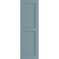 Ekena Millwork 12 W 74 H TRUE FIT PVC Два еднакви рамни панели ролетни, мирно сино