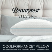 Убаво сребро® кул формација перница со отстранлив капак, стандардна кралица, ладење, мемориска пена