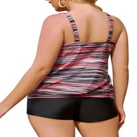 Chama Womens Plus Size Blouson Tankini костими за капење шарени костуми за капење поставени 2 парчиња атлетски