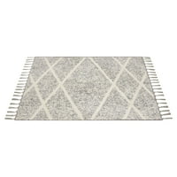 Главни дијаманти микро -влакна плишани не -лизгачки акцент килим со раб - сив слонова коска - 30 x45