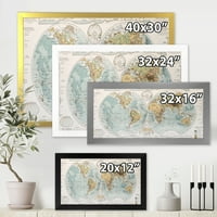 DesignArt 'Антички светски мапа II' Рустикален врамен уметнички принт