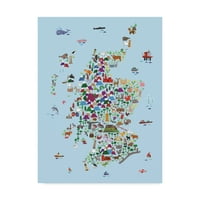Трговска марка ликовна уметност „Mapивотна мапа на Шкотска за деца и деца сина“ платно уметност од Мајкл Томпсет