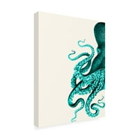 Трговска марка ликовна уметност „Октопод зелена и крем А“ платно уметност од Фаб Фанки