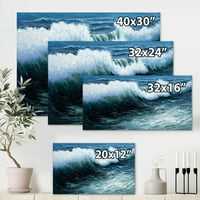 Дизајн на океанот со наутички и крајбрежно платно и wallидно печатење на бура на бранови