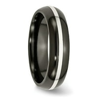 Titanium Black Ti & Sterling Silver Inlay Polired Band