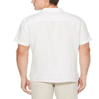 Краток ракав со цврста постелнина памучна кошула
