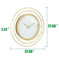 Stonebriar 27,5 Златна тивка рунда модерна батерија управувана со wallиден часовник
