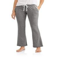 Longенска долга пижама пантолона со џебови што се вметнати со двојно плете