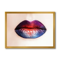 DesignArt 'Femaleенски усни со светло разнобоен кармин' модерен врамен уметнички принт