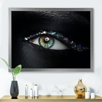 DesignArt 'Девојче очи со мулти-обоени стаклени искри' модерни врамени уметнички печати
