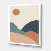 DesignArt 'Минималистички гроздобер пејзаж со езерото на зајдисонце' Модерно печатење на wallидови од платно