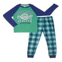 Спиј на него момчиња сет панталони за пижами во Jerseyерси, 2-парчиња, големини 6-14