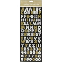 Налепници за буква и броеви со азбука, 96 пакувања, злато и сребро