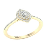 Империјал КТ TDW Marquise Diamond Double Halo Ringing прстен во 10K жолто злато