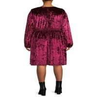Романтичен цигански женски плус големина кршен фустан со кадифена обвивка