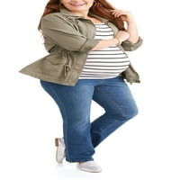 Мајчинство плус-големина со целосен панел со 5 џебни фармерки