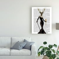 Трговска марка ликовна уметност „Гламур елен во црно“ платно уметност од фан фанки