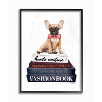 Tuphel Industries Мода дизајнер миленичиња кучиња книжарница сина црвена акварела врамена wallидна уметност