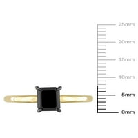 Карат Т.В. Црн дијамант 14kt жолто злато црно родиум позлатен прстен за ангажман