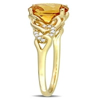 1- Карат Т.Г.В. Овална пресечена агтринска агтринска и тркалезна дијамантска акцент 10kt жолто злато овална врска прстен
