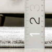 Добро ткаен Лисабон Лујо со модерен геометриски сив 5'3 7'3 килим во областа