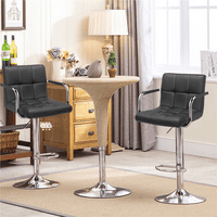 Alden Design Прилагодливи модерни столици од кожен бар Fau со вртење, сет од 2, сиви