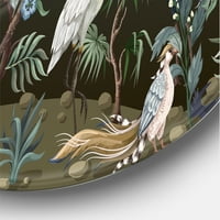 DesignArt 'Chinoiserie со Peonies and Birds IV' Традиционална метална wallидна уметност - диск од 29