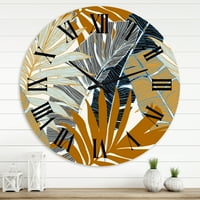 Дизајн Апстрактна тропска летна палма и лисја од банана модерен wallиден часовник